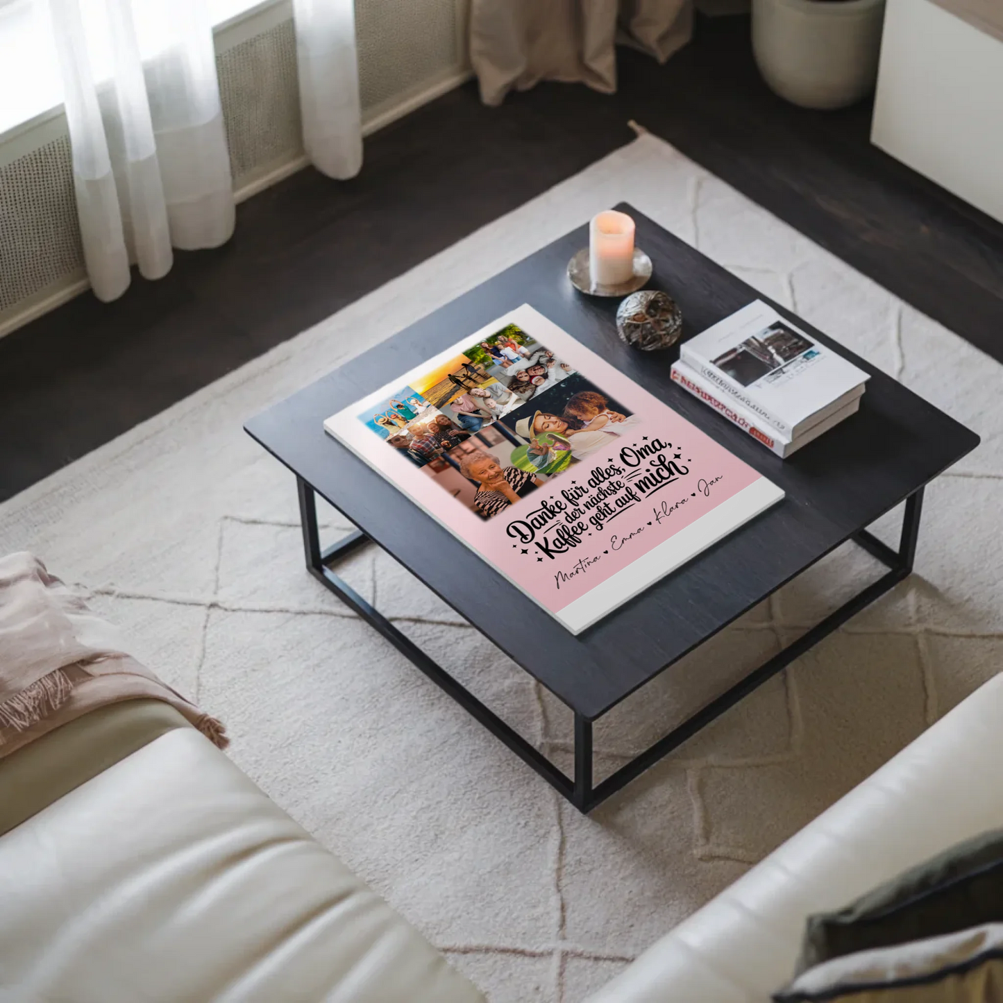 Oma Plakat mit 8 Fotos und Herz Design Danke Oma Kaffee geht auf mich personalisiertes Geschenk 3