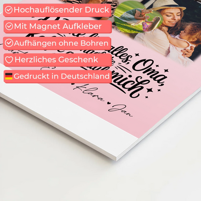 Oma Plakat mit 8 Fotos und Herz Design Danke Oma Kaffee geht auf mich personalisiertes Geschenk