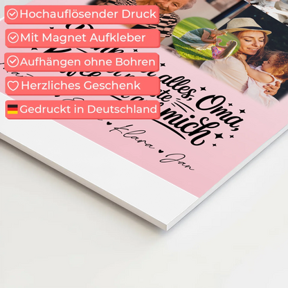 Oma Plakat mit 8 Fotos und Herz Design Danke Oma Kaffee geht auf mich personalisiertes Geschenk 4