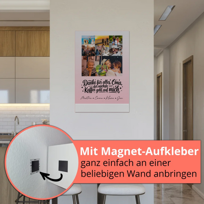 Oma Plakat mit 8 Fotos und Herz Design Danke Oma Kaffee geht auf mich personalisiertes Geschenk