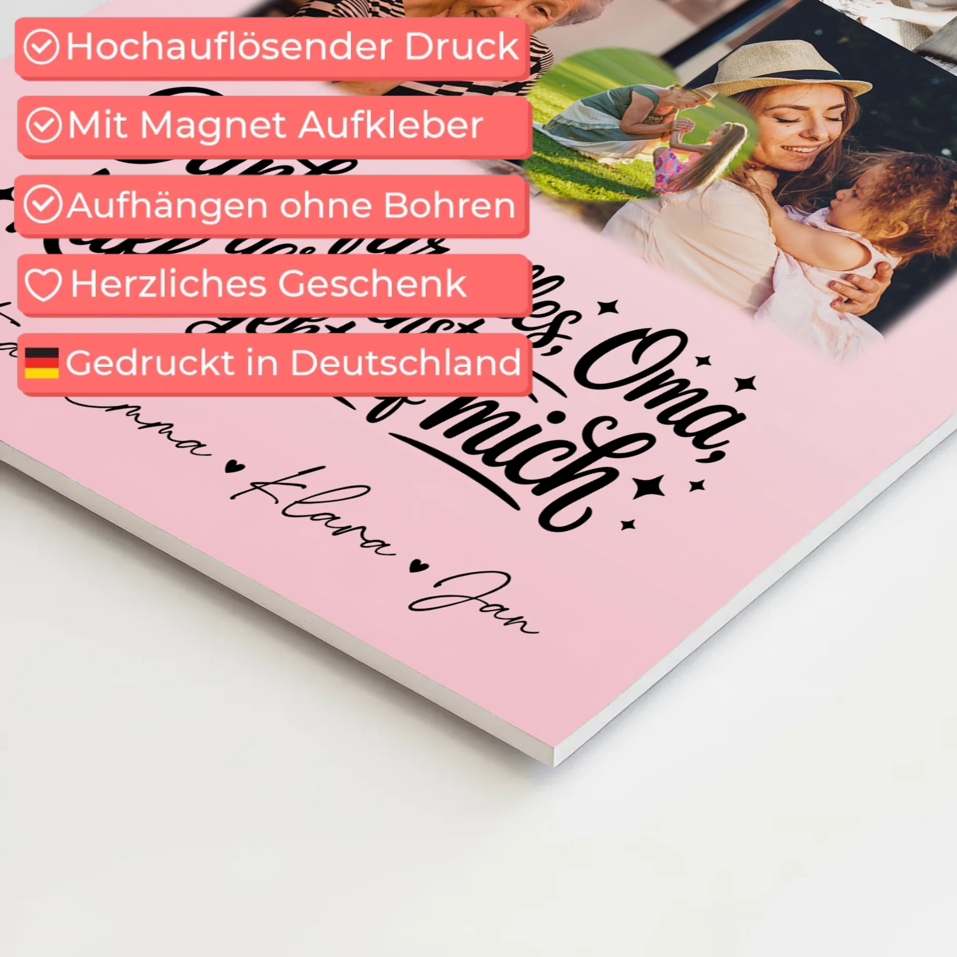 Oma Plakat mit 8 Fotos und Herz Design Danke Oma Kaffee geht auf mich personalisiertes Geschenk 10