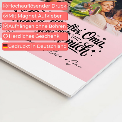 Oma Plakat mit 8 Fotos und Herz Design Danke Oma Kaffee geht auf mich personalisiertes Geschenk