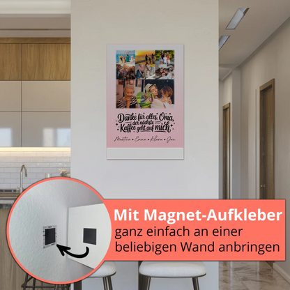 Oma Plakat mit 8 Fotos und Herz Design Danke Oma Kaffee geht auf mich personalisiertes Geschenk