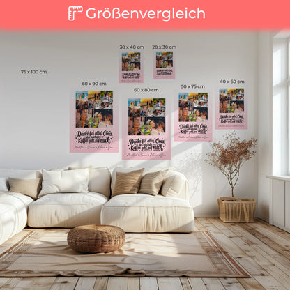 Personalisierte Wandbilder für Oma mit 8 Fotos und Herzmotiv Danke Oma Kaffee geht auf mich 6
