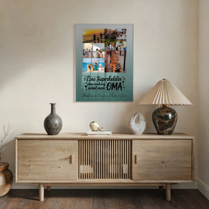 Oma Plakat Acrylglas Bild mit 9 Fotos Lehrerin echte Heldin personalisiertes Geschenk
