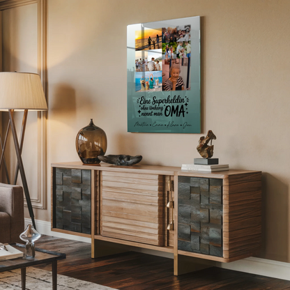 Oma Plakat Acrylglas Bild mit 9 Fotos Lehrerin echte Heldin personalisiertes Geschenk