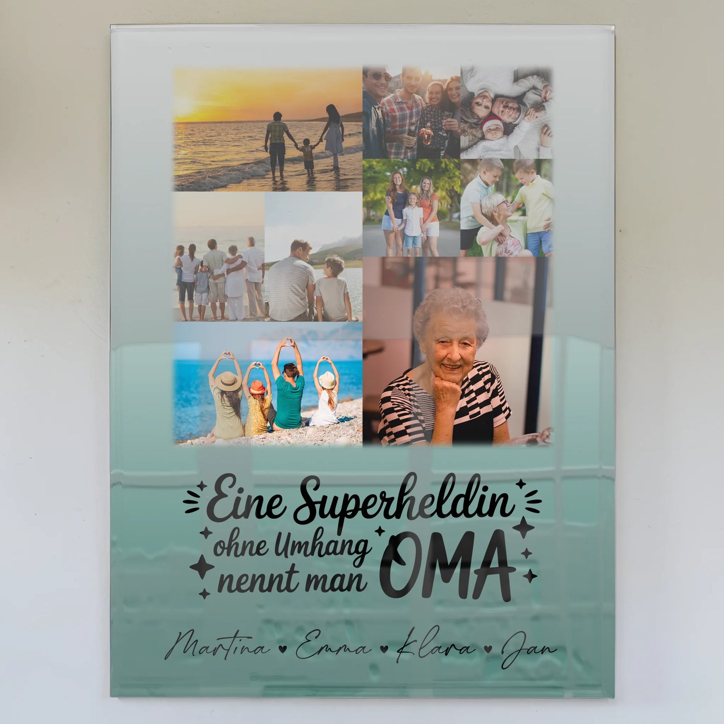 Oma Plakat Acrylglas Bild mit 9 Fotos Lehrerin echte Heldin personalisiertes Geschenk