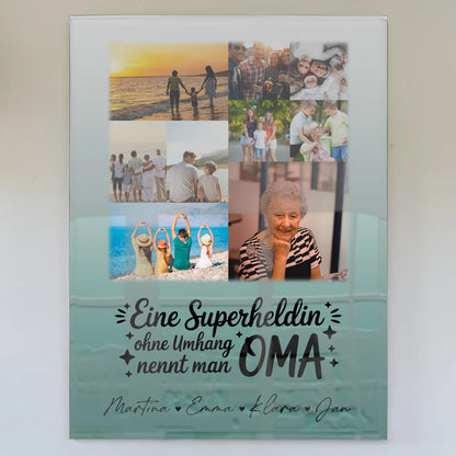 Oma Plakat Acrylglas Bild mit 9 Fotos Lehrerin echte Heldin personalisiertes Geschenk
