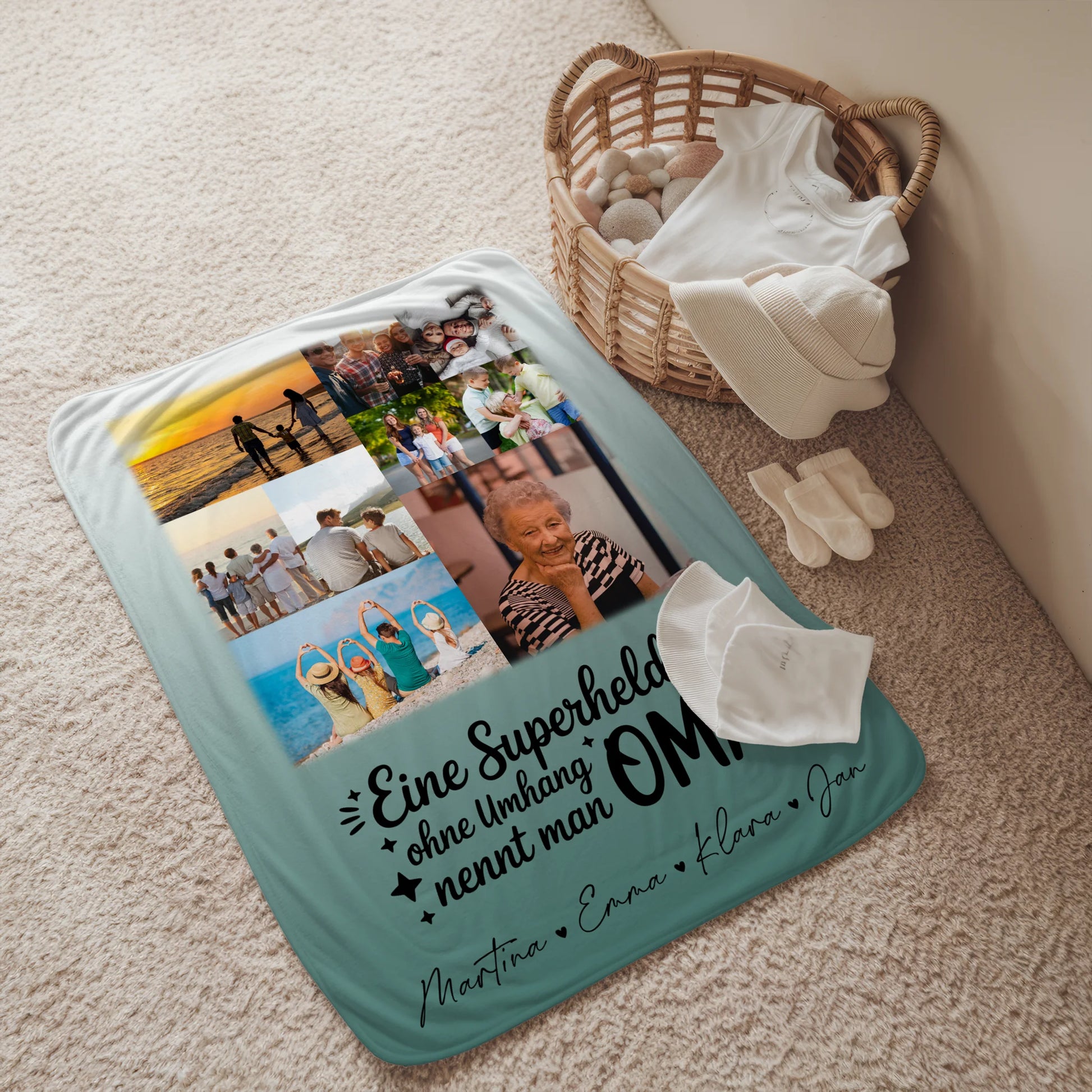Personalisierte Decke Mit Namen mit 9 Fotos für Lehrerin Echte Heldin Geschenkidee 2