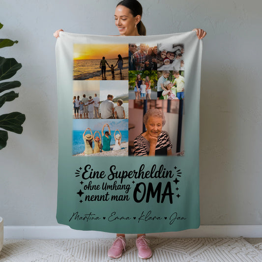 Personalisierte Decke Mit Namen mit 9 Fotos für Lehrerin Echte Heldin Geschenkidee 1