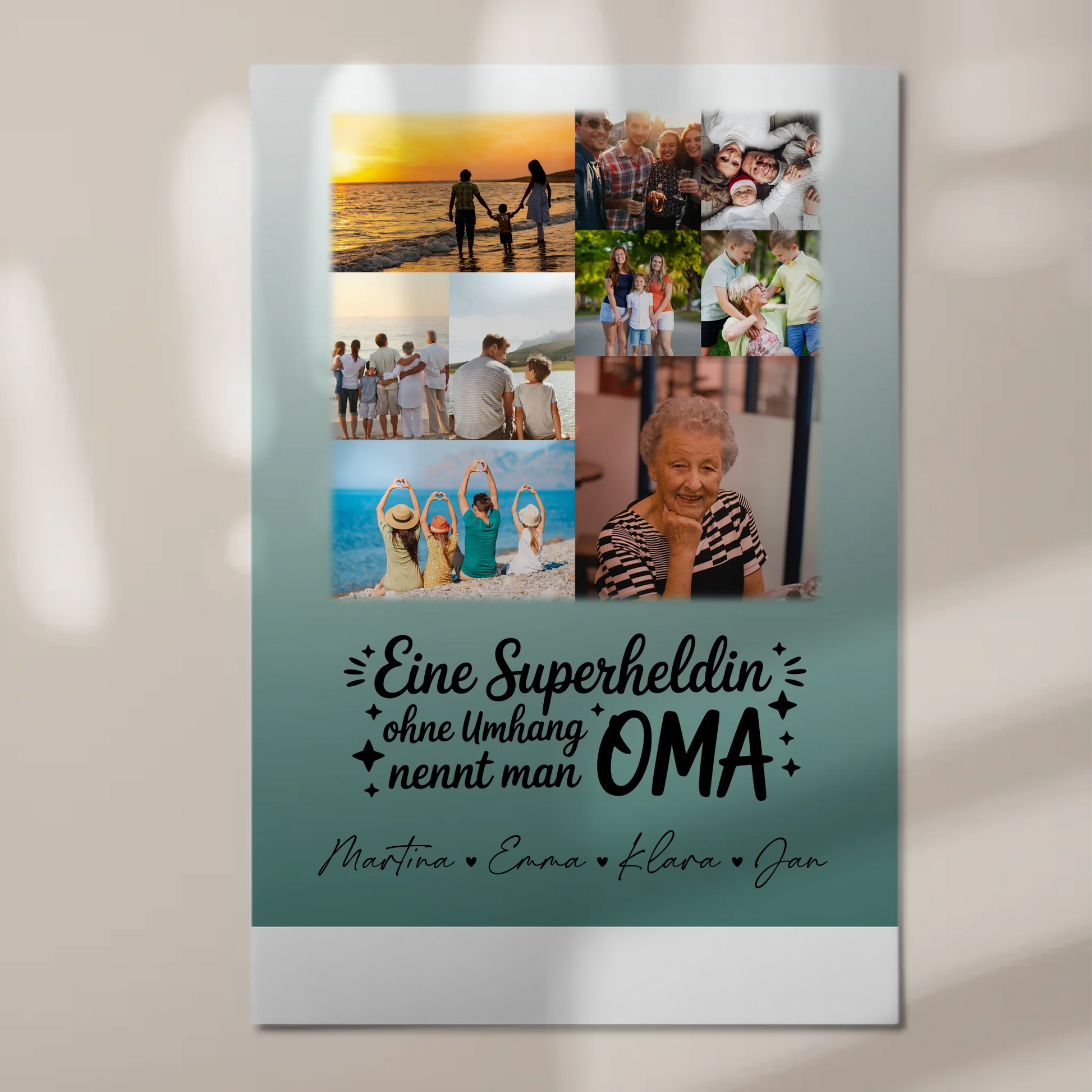 Personalisiertes Oma Plakat Fotoboard mit 9 Fotos Lehrerin echte Heldin Geschenk 1