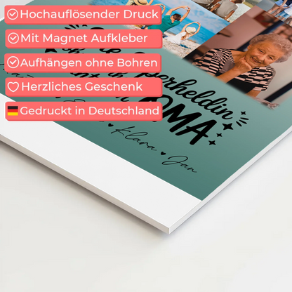 Personalisiertes Oma Plakat Fotoboard mit 9 Fotos Lehrerin echte Heldin Geschenk 4