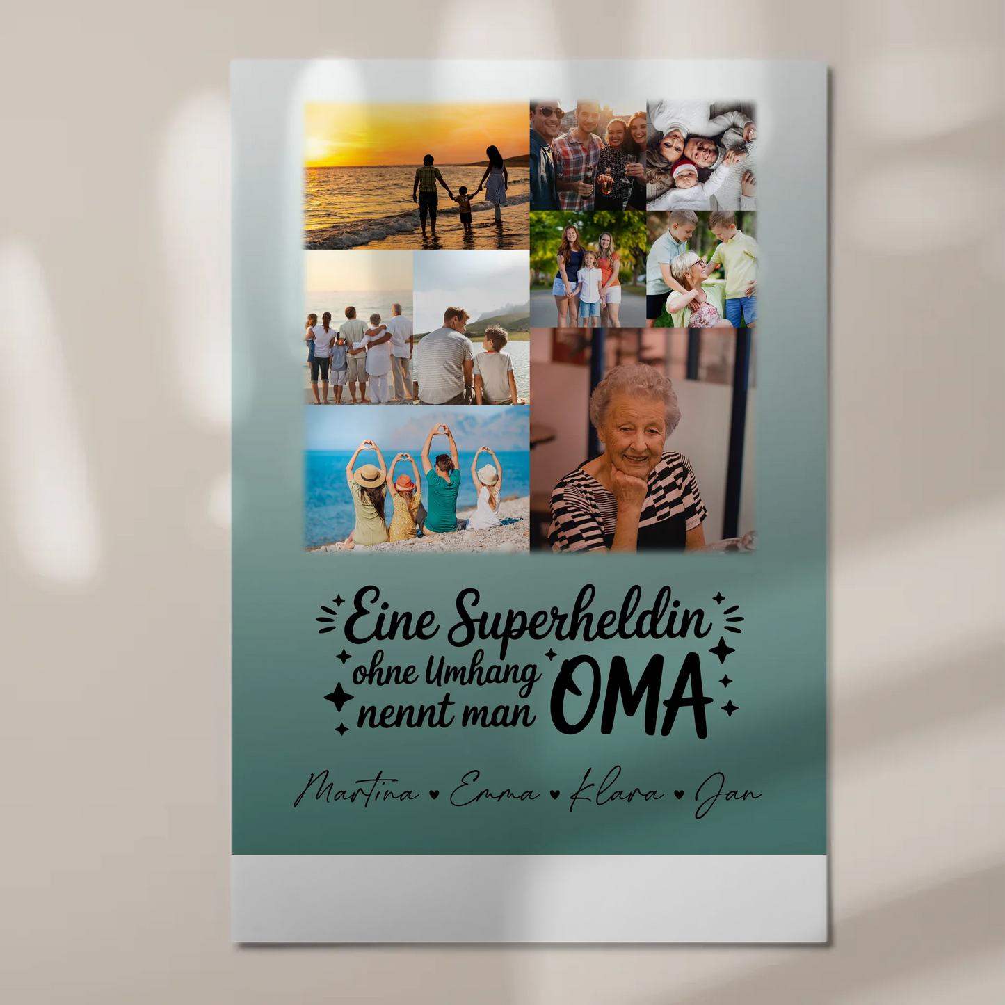 Personalisiertes Oma Plakat Fotoboard mit 9 Fotos Lehrerin echte Heldin Geschenk