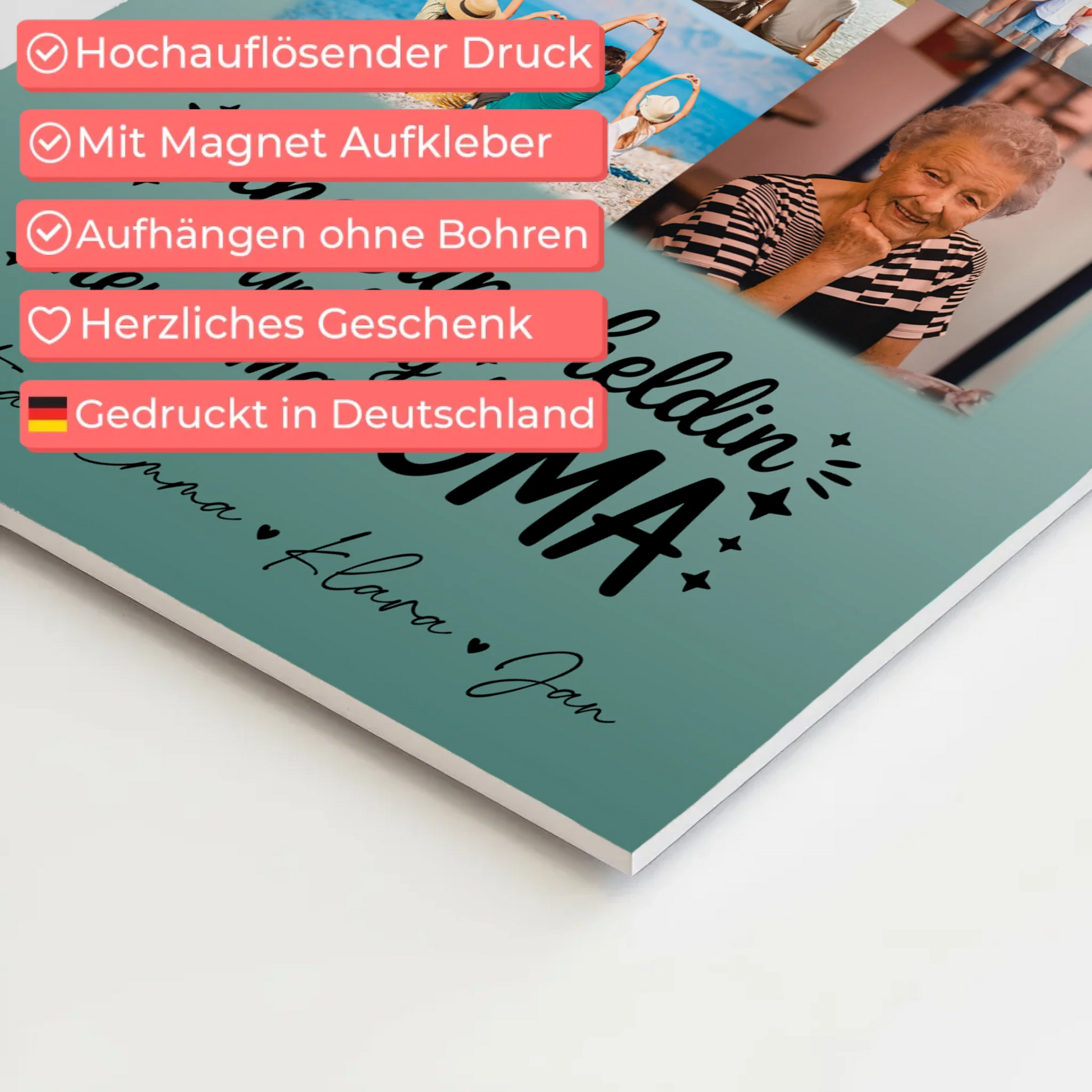 Personalisiertes Oma Plakat Fotoboard mit 9 Fotos Lehrerin echte Heldin Geschenk 10