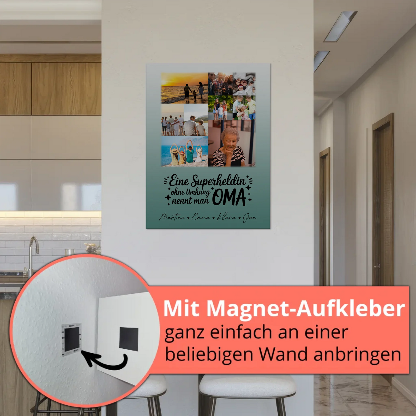 Personalisiertes Oma Plakat Fotoboard mit 9 Fotos Lehrerin echte Heldin Geschenk