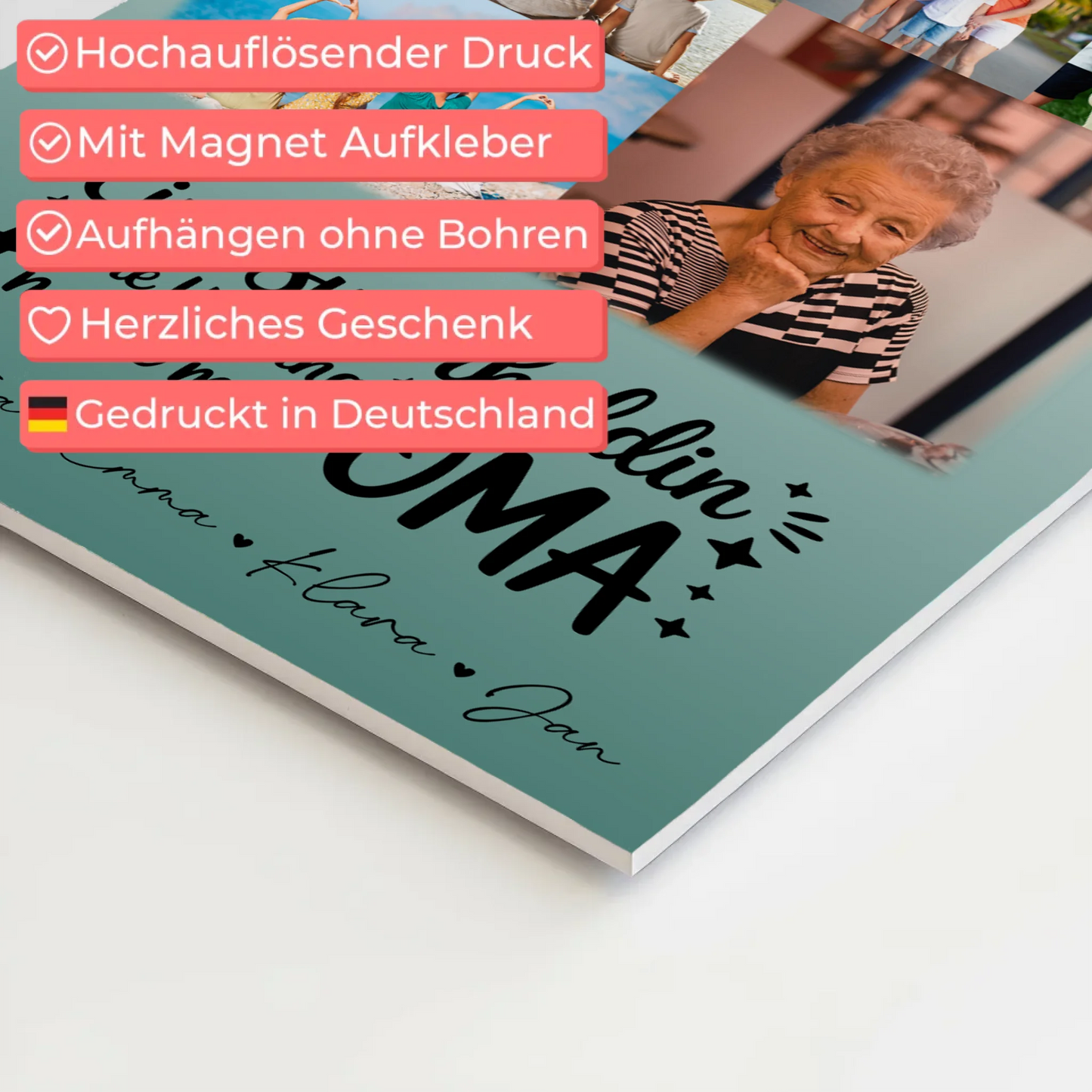 Personalisiertes Oma Plakat Fotoboard mit 9 Fotos Lehrerin echte Heldin Geschenk