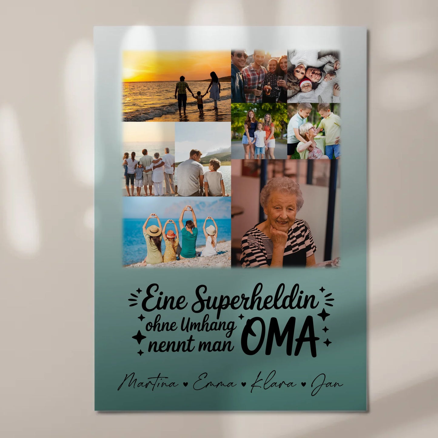 Personalisiertes Oma Plakat Fotoboard mit 9 Fotos Lehrerin echte Heldin Geschenk