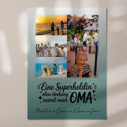 Personalisiertes Oma Plakat Fotoboard mit 9 Fotos Lehrerin echte Heldin Geschenk