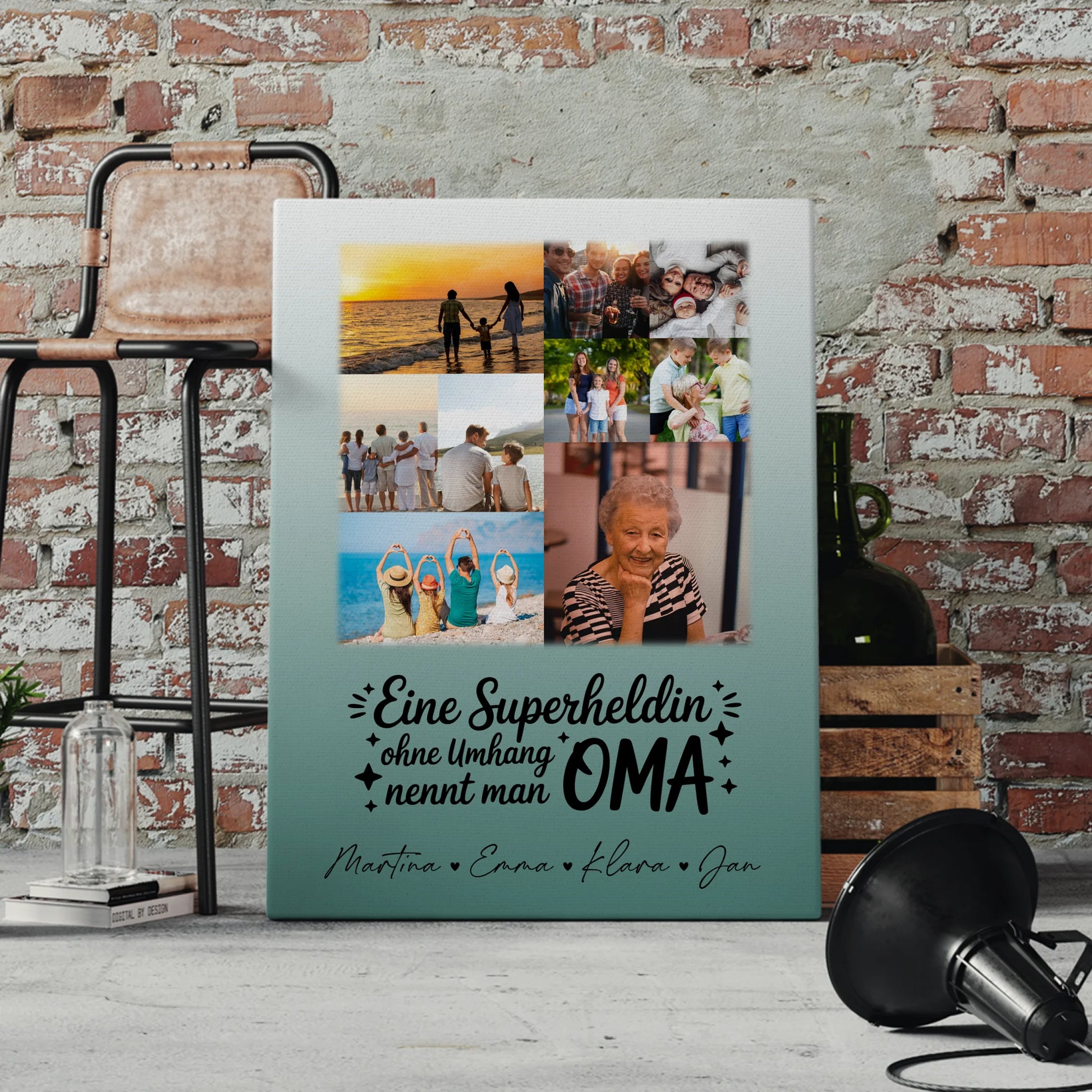 Personalisierte Wandbilder Oma mit 9 Fotos Lehrerin echte Heldin Geschenk für Oma und Lehrerin 4