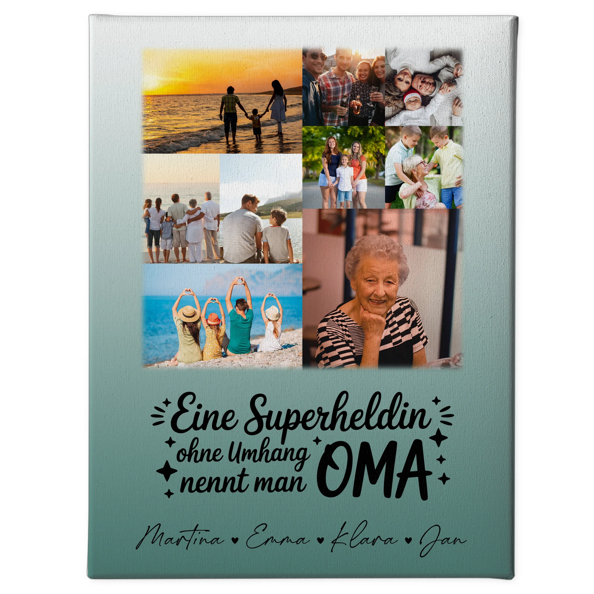 Personalisierte Wandbilder Oma mit 9 Fotos Lehrerin echte Heldin Geschenk für Oma und Lehrerin 1