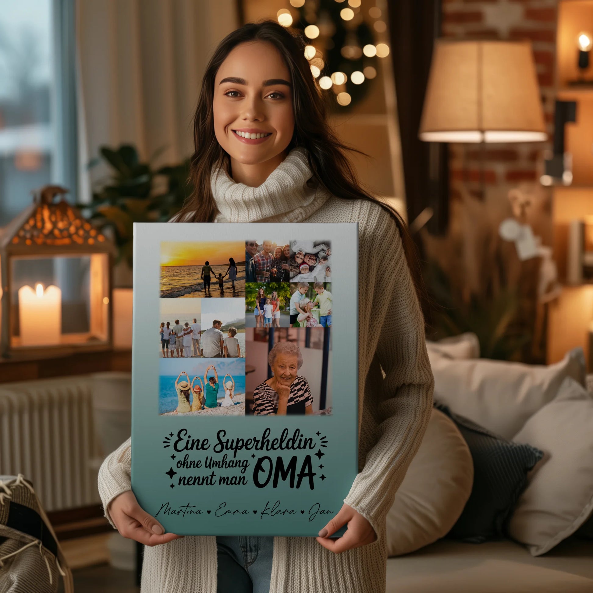 Personalisierte Wandbilder Oma mit 9 Fotos Lehrerin echte Heldin Geschenk für Oma und Lehrerin 2