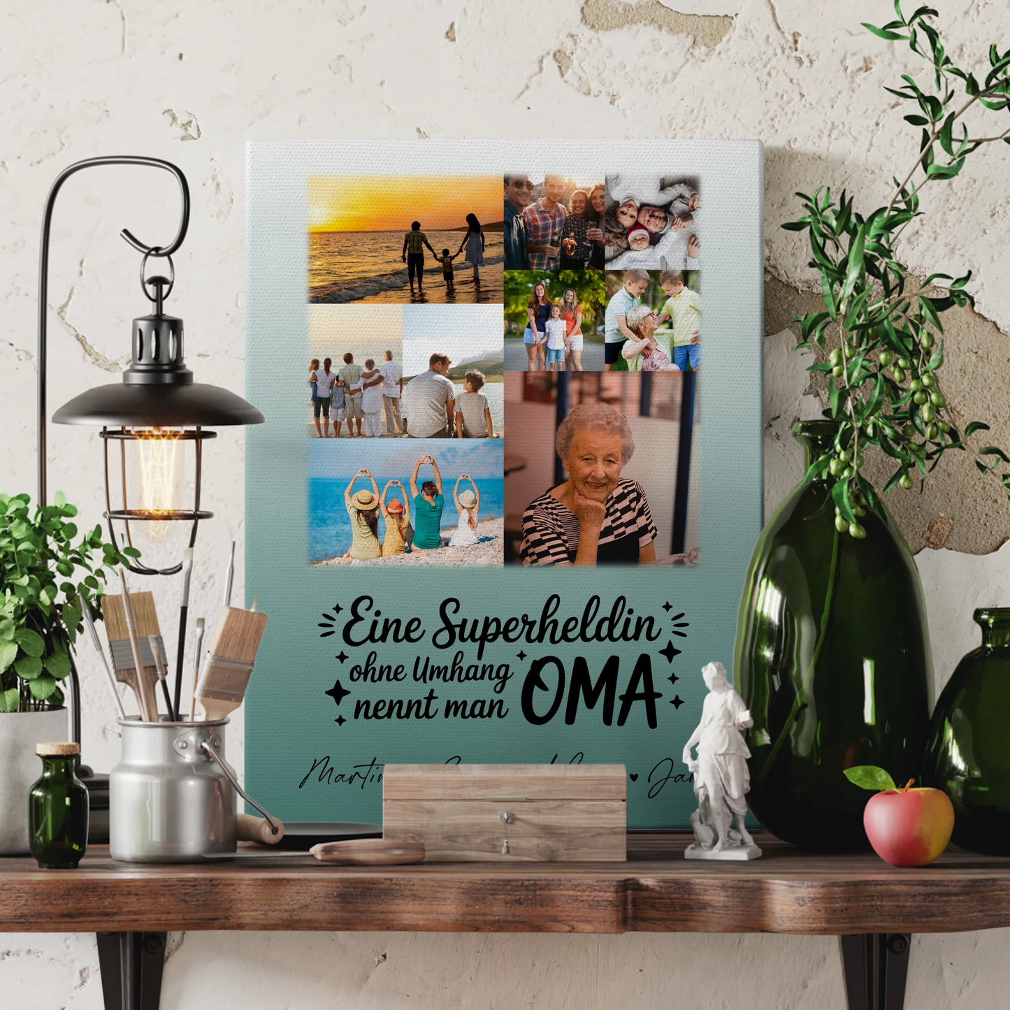 Personalisierte Wandbilder Oma mit 9 Fotos Lehrerin echte Heldin Geschenk für Oma und Lehrerin 3