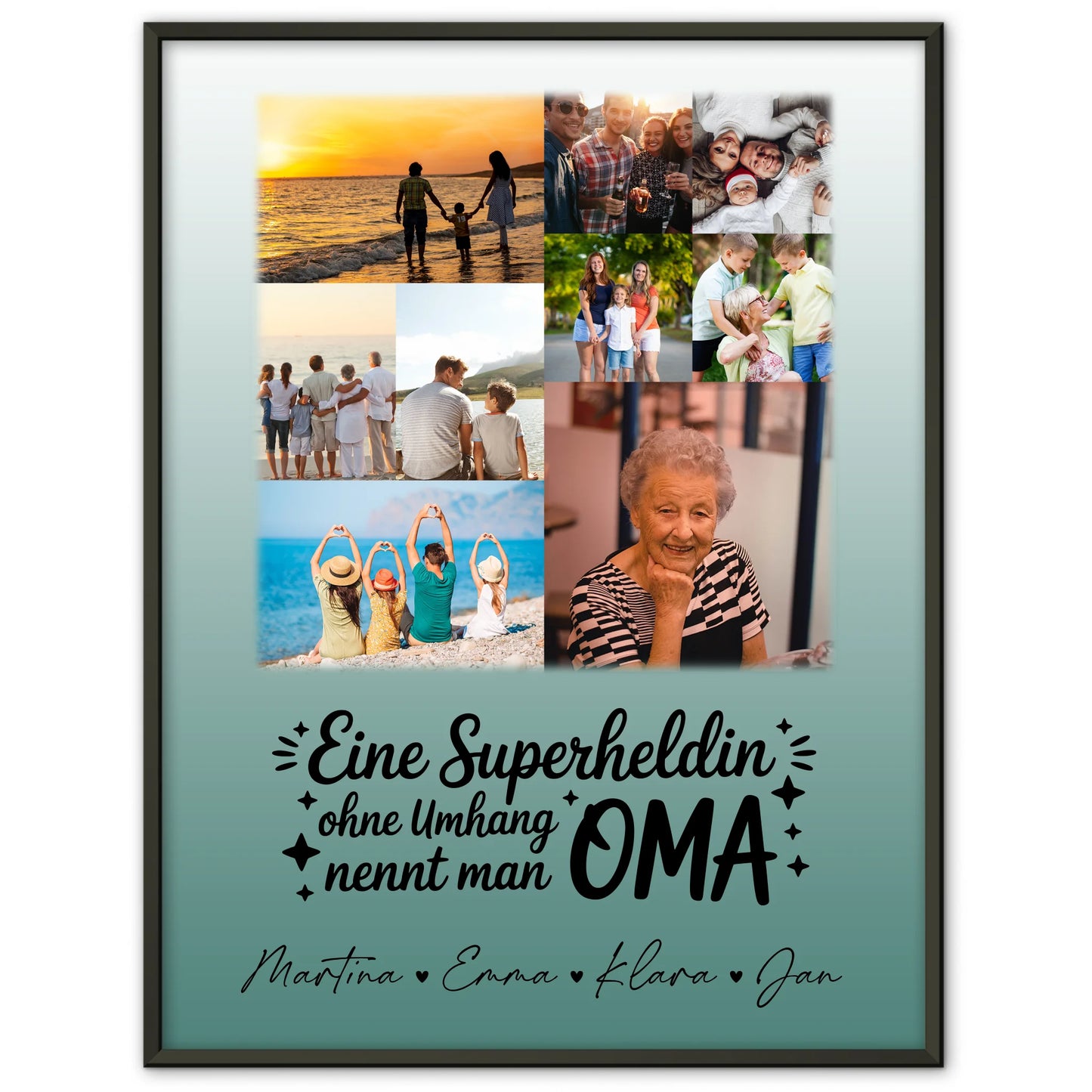 Personalisiertes Oma Poster mit 9 Fotos Lehrerin echte Heldin Geschenkidee für Oma
