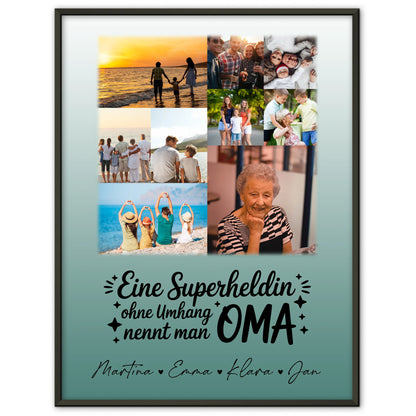 Personalisiertes Oma Poster mit 9 Fotos Lehrerin echte Heldin Geschenkidee für Oma