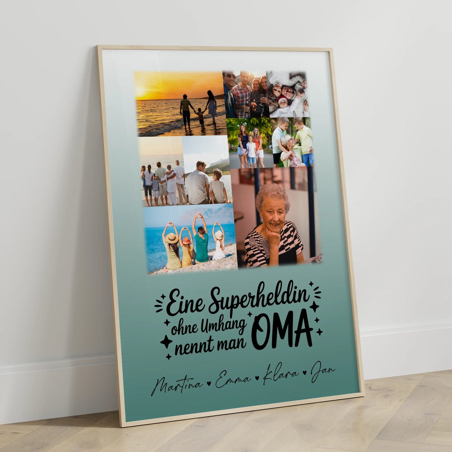 Personalisiertes Oma Poster mit 9 Fotos Lehrerin echte Heldin Geschenkidee für Oma