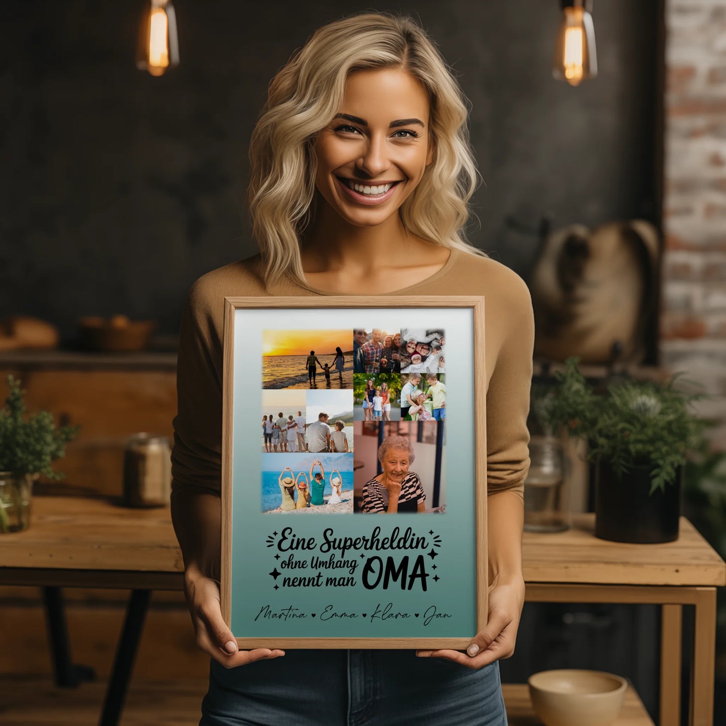 Personalisiertes Oma Poster mit 9 Fotos Lehrerin echte Heldin Geschenkidee für Oma