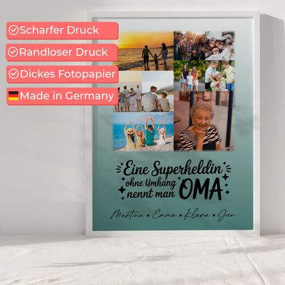 Personalisiertes Oma Poster mit 9 Fotos Lehrerin echte Heldin Geschenkidee für Oma