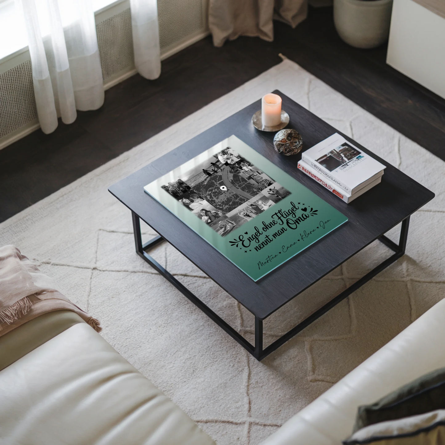 Personalisierte Wandbilder für Oma mit 10 Fotos und Karte in der Mitte Schwarz-Weiß Bruder ist ein Engel