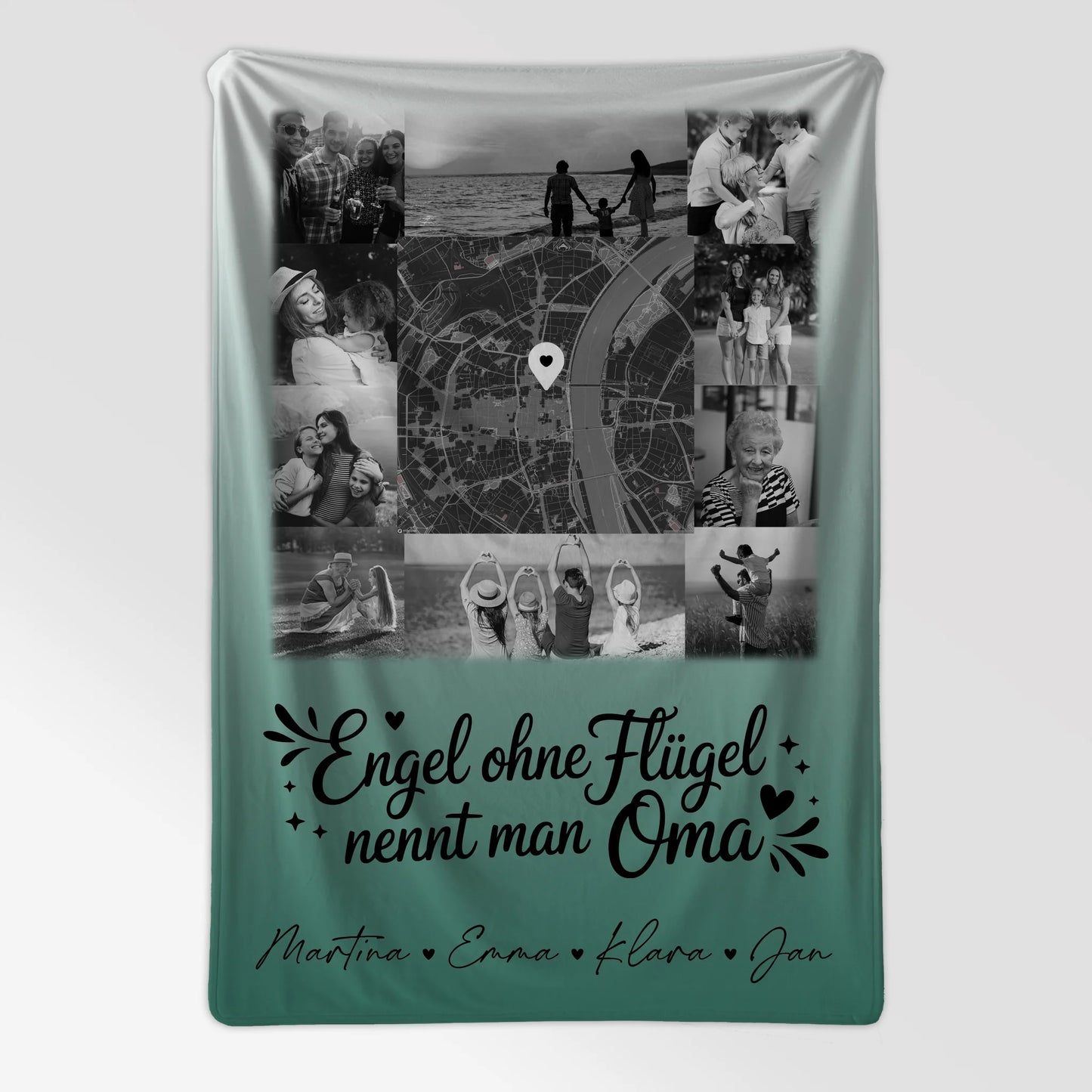 Decke Mit Namen 10 Fotos und Karte in der Mitte Bruder ist ein Engel Schwarz-Weiß personalisiertes Geschenk 7