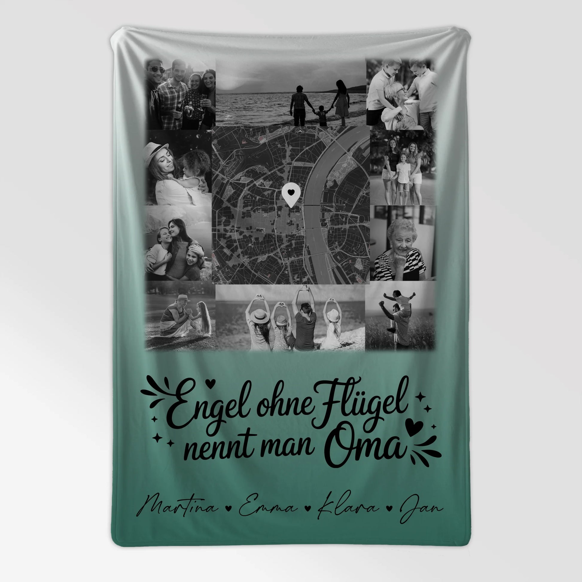 Decke Mit Namen 10 Fotos und Karte in der Mitte Bruder ist ein Engel Schwarz-Weiß personalisiertes Geschenk 7