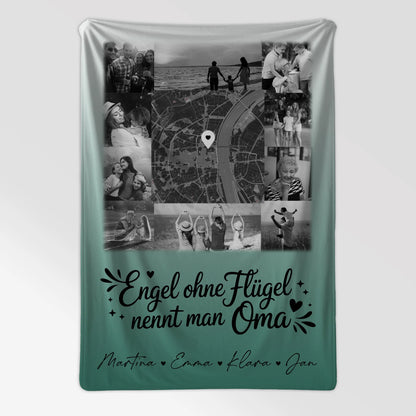 Decke Mit Namen 10 Fotos und Karte in der Mitte Bruder ist ein Engel Schwarz-Weiß personalisiertes Geschenk 7