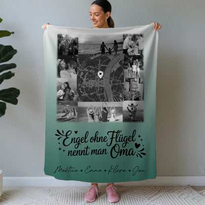 Decke Mit Namen 10 Fotos und Karte in der Mitte Bruder ist ein Engel Schwarz-Weiß personalisiertes Geschenk 1