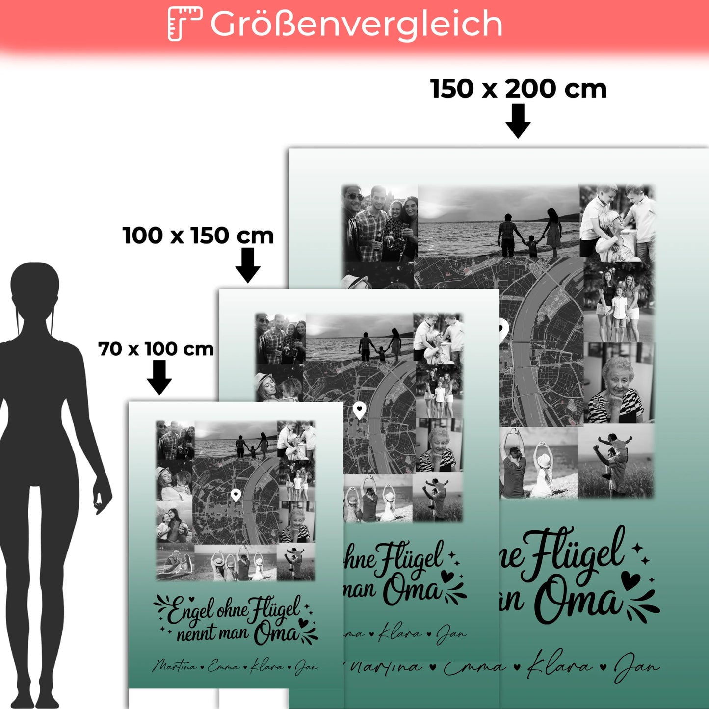 Decke Mit Namen 10 Fotos und Karte in der Mitte Bruder ist ein Engel Schwarz-Weiß personalisiertes Geschenk 5