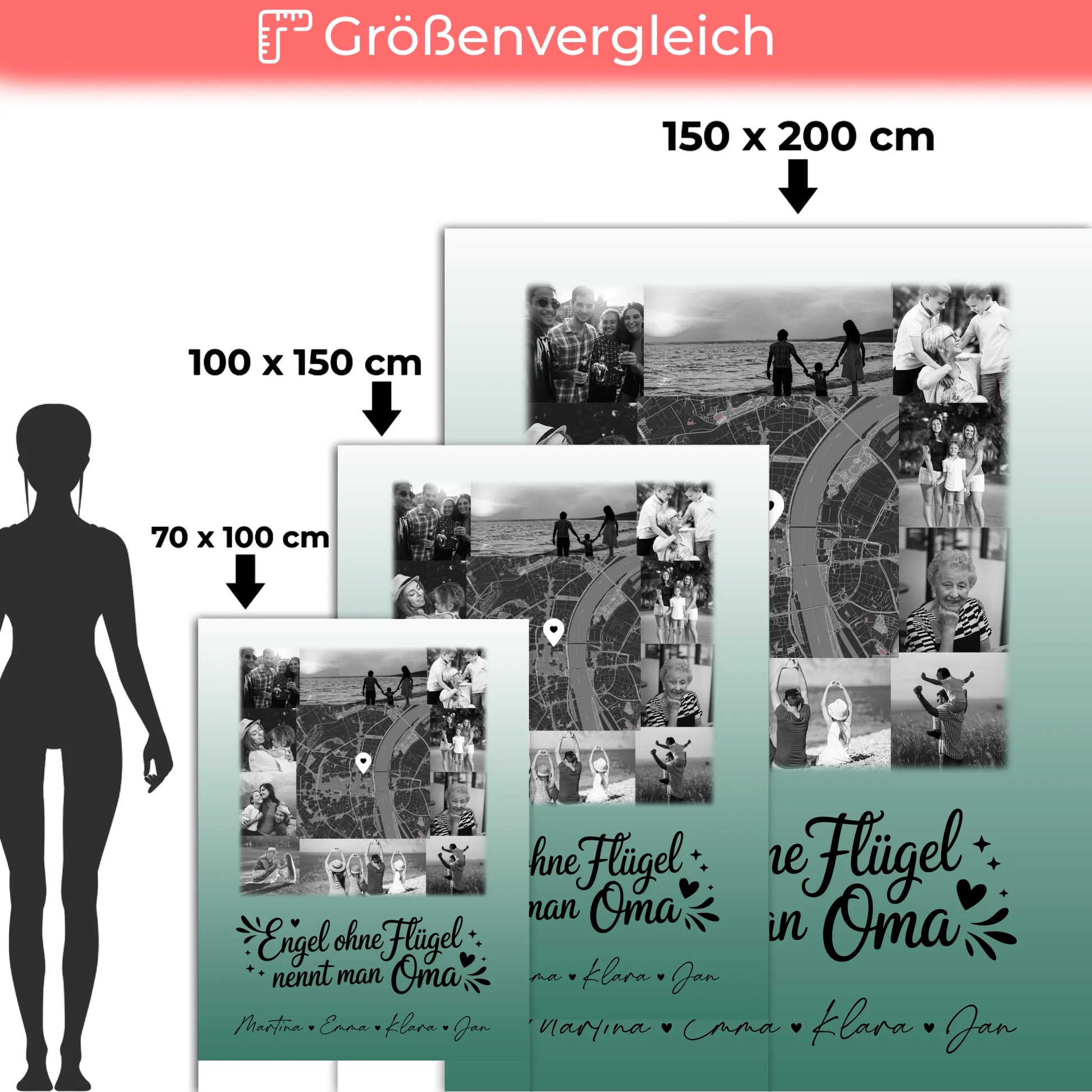 Decke Mit Namen 10 Fotos und Karte in der Mitte Bruder ist ein Engel Schwarz-Weiß personalisiertes Geschenk 5