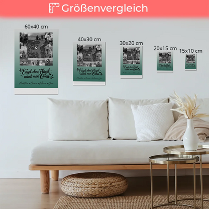 Personalisiertes Oma Plakat Fotoboard mit 10 Fotos und Karte in der Mitte Bruder ist ein Engel Schwarz-Weiß 6