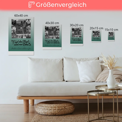 Personalisiertes Oma Plakat Fotoboard mit 10 Fotos und Karte in der Mitte Bruder ist ein Engel Schwarz-Weiß