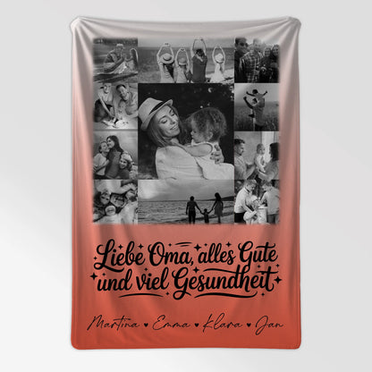Personalisierte Decke Mit Namen 11 Fotos Oma Alles Gute Gesundheit Schwarz-Weiß Geschenk 7