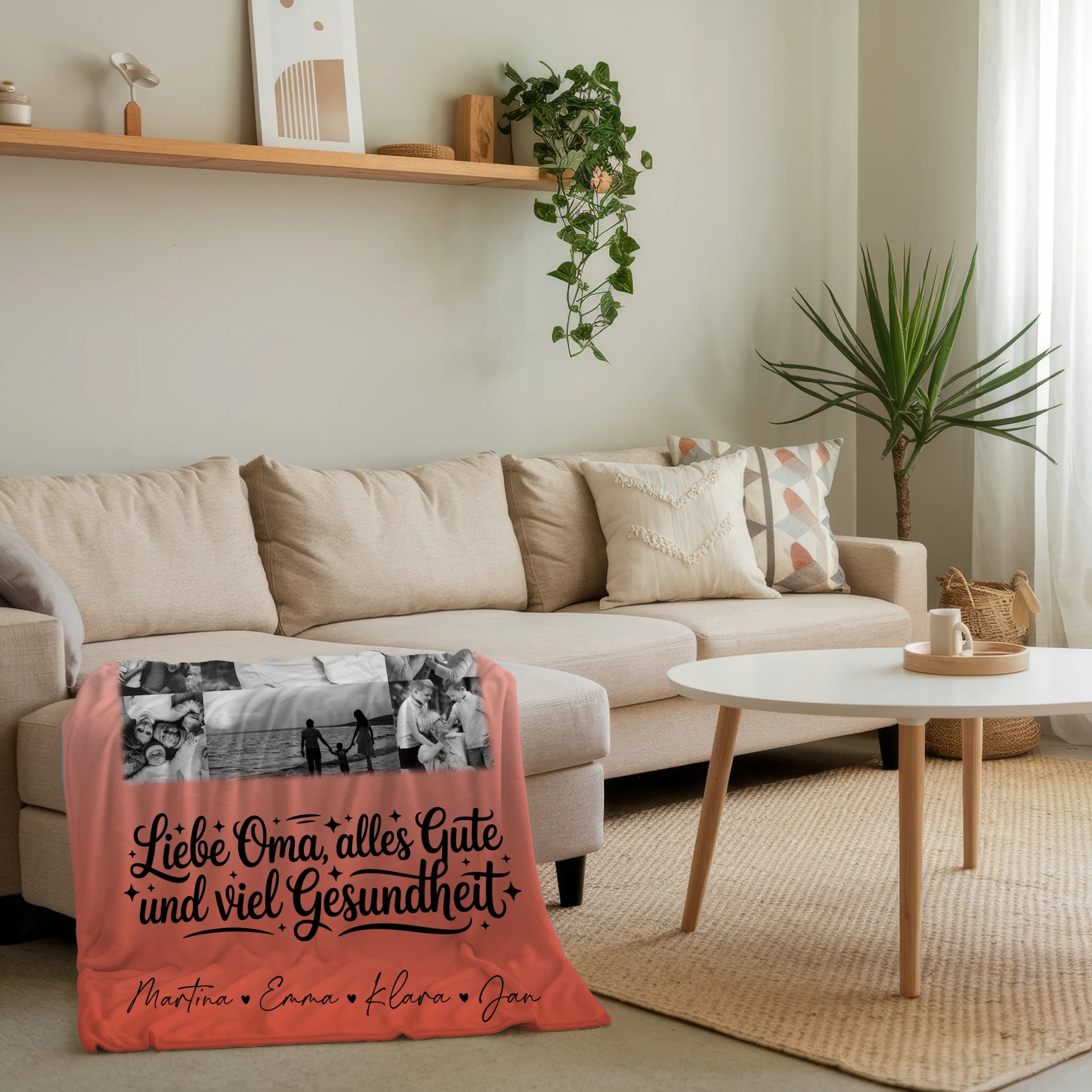 Personalisierte Decke Mit Namen 11 Fotos Oma Alles Gute Gesundheit Schwarz-Weiß Geschenk 4