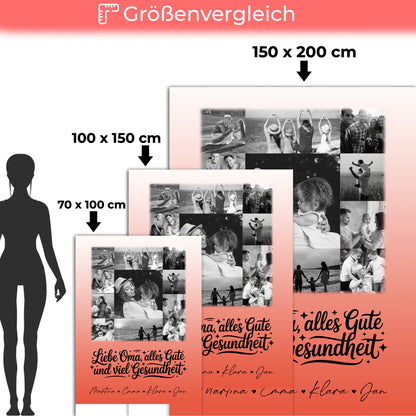 Personalisierte Decke Mit Namen 11 Fotos Oma Alles Gute Gesundheit Schwarz-Weiß Geschenk 5