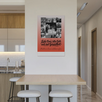 Personalisierte Oma Plakat Fotoboard mit 11 Fotos Schwarz-Weiß für alles Gute Gesundheit 2