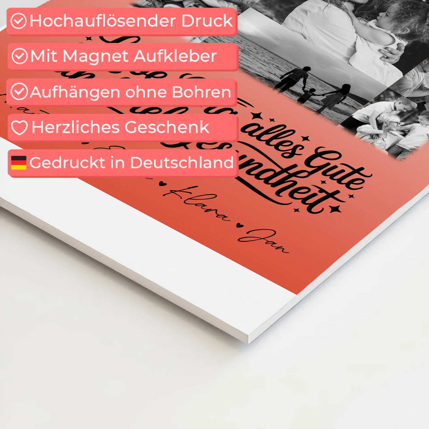 Personalisierte Oma Plakat Fotoboard mit 11 Fotos Schwarz-Weiß für alles Gute Gesundheit 4