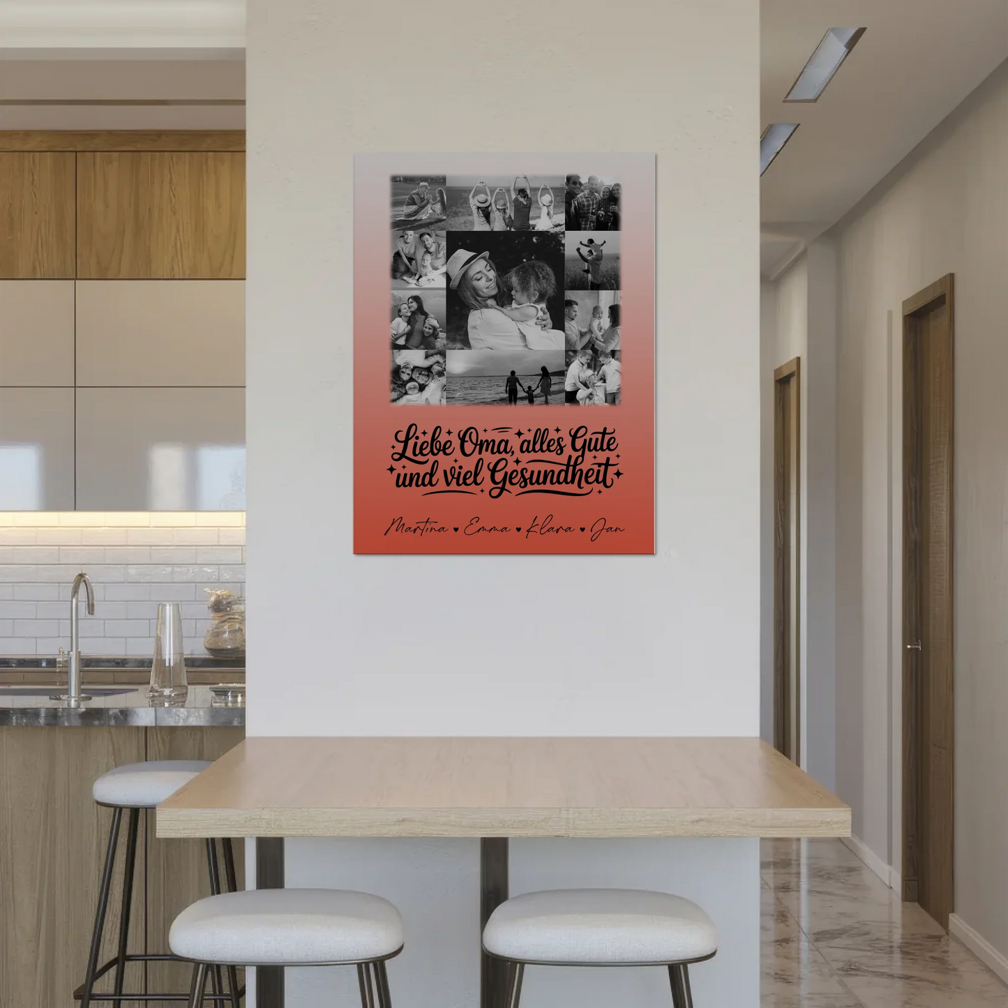 Personalisierte Oma Plakat Fotoboard mit 11 Fotos Schwarz-Weiß für alles Gute Gesundheit 8