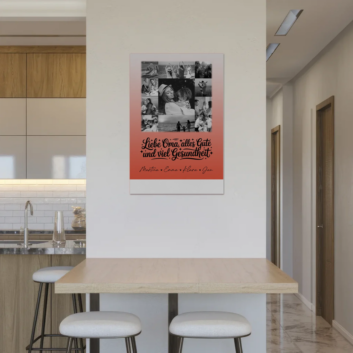 Personalisierte Oma Plakat Fotoboard mit 11 Fotos Schwarz-Weiß für alles Gute Gesundheit