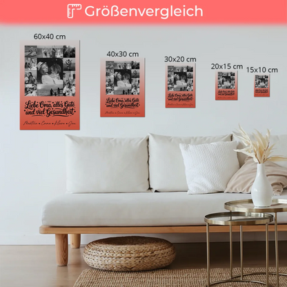 Personalisierte Oma Plakat Fotoboard mit 11 Fotos Schwarz-Weiß für alles Gute Gesundheit