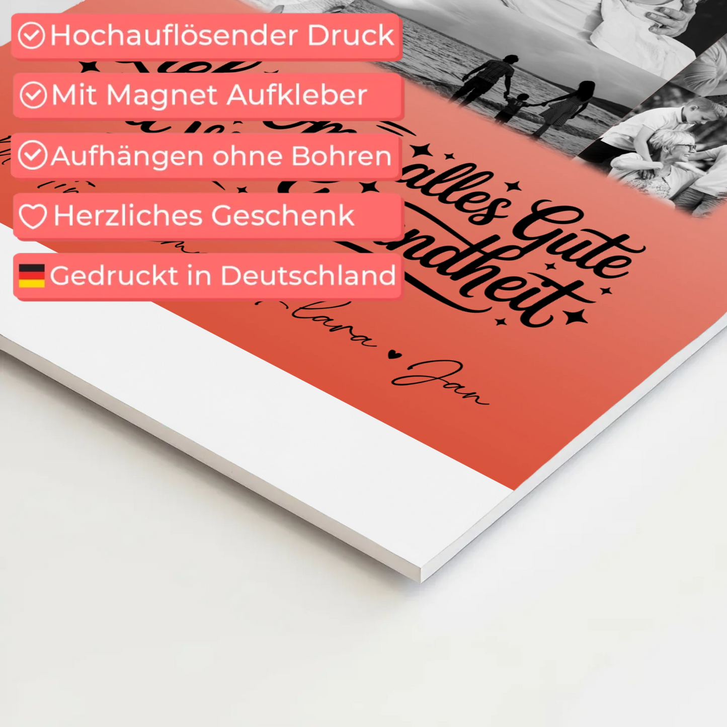 Personalisierte Oma Plakat Fotoboard mit 11 Fotos Schwarz-Weiß für alles Gute Gesundheit