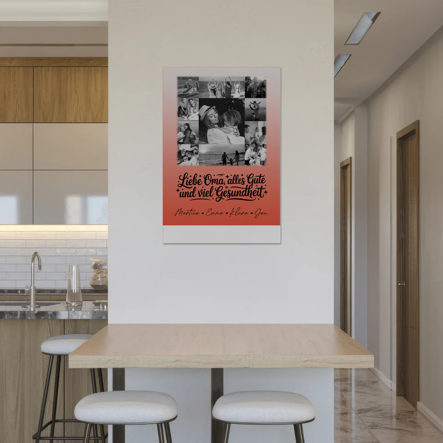 Personalisierte Oma Plakat Fotoboard mit 11 Fotos Schwarz-Weiß für alles Gute Gesundheit